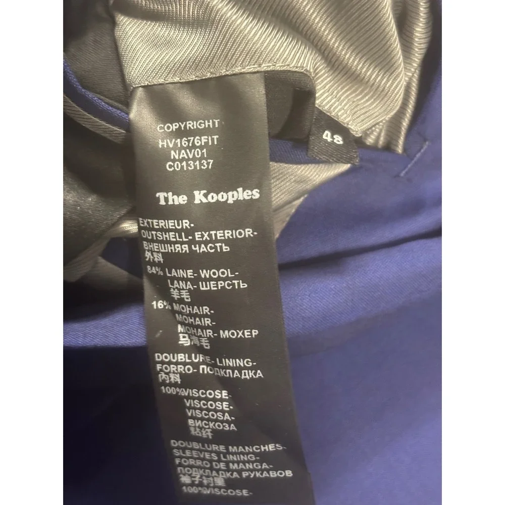 The Kooples Marine Officer Men's Royal Blue Wool Blend Fitted Blazer FR 48 US 38